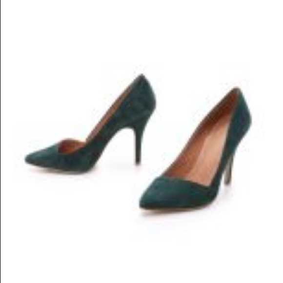 Madewell The Mira Suede Point Toe Heels in Green Size 6 - Picture 10 of 10